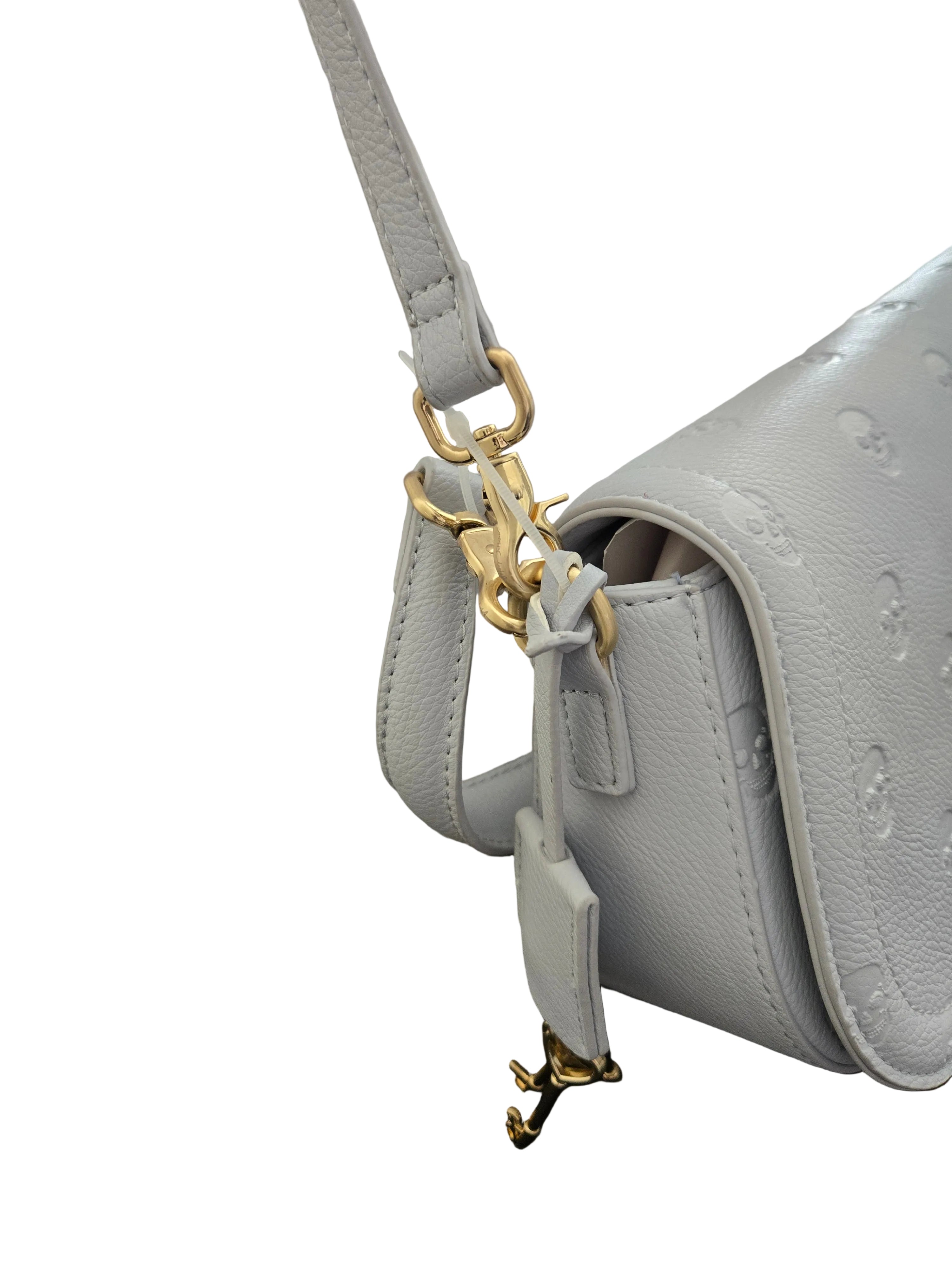 NWT Betsey Johnson Skull‑Embossed Cream Satchel