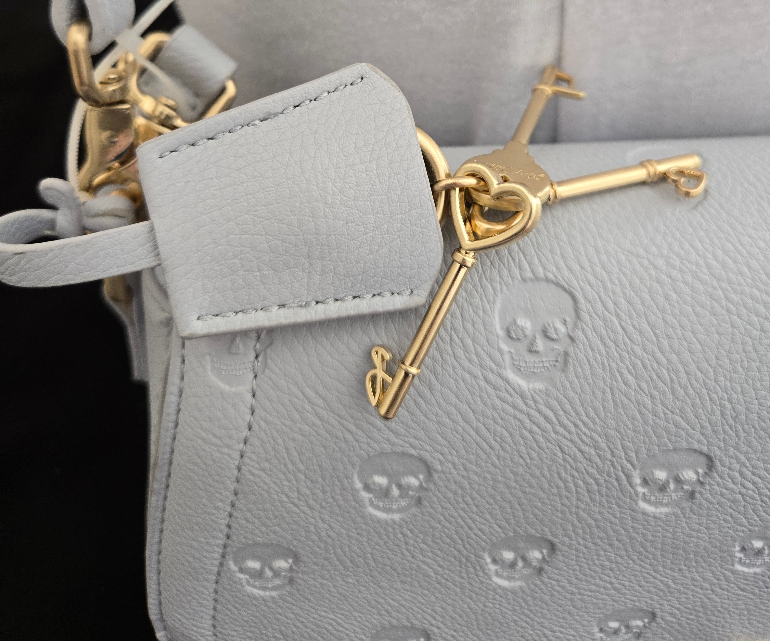 NWT Betsey Johnson Skull‑Embossed Cream Satchel