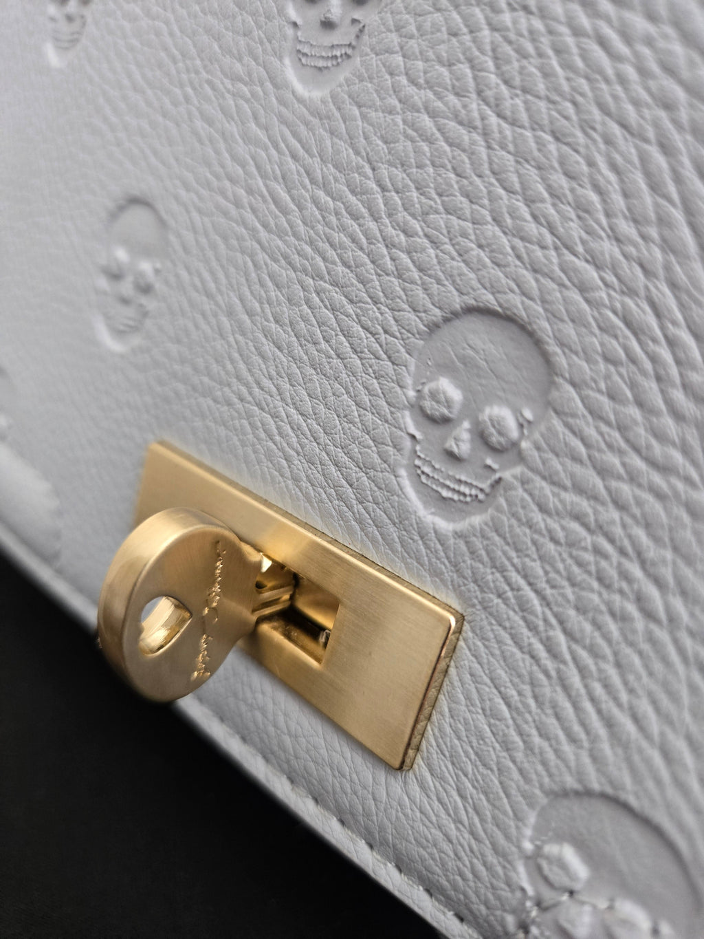 NWT Betsey Johnson Skull‑Embossed Cream Satchel