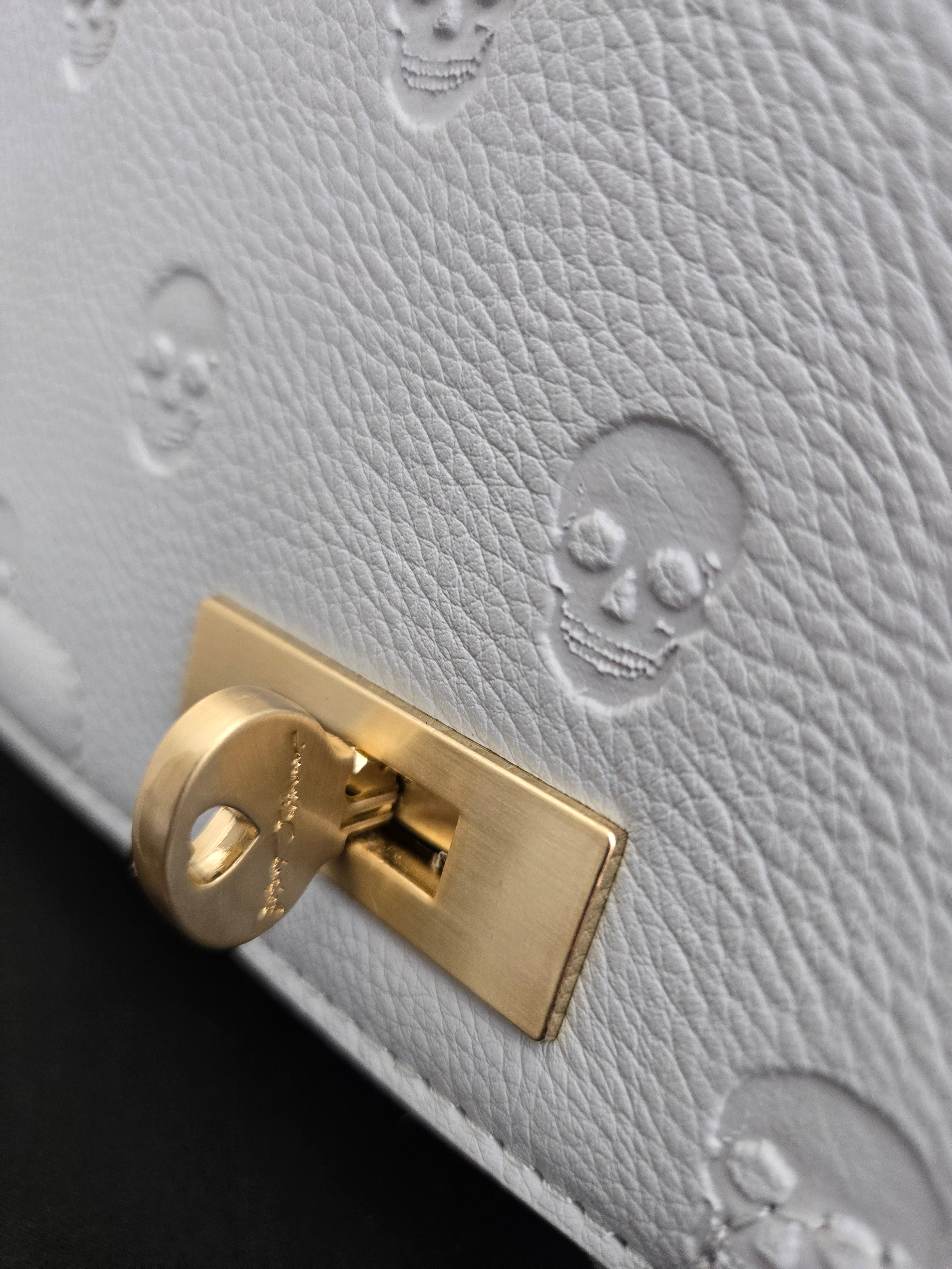 NWT Betsey Johnson Skull‑Embossed Cream Satchel