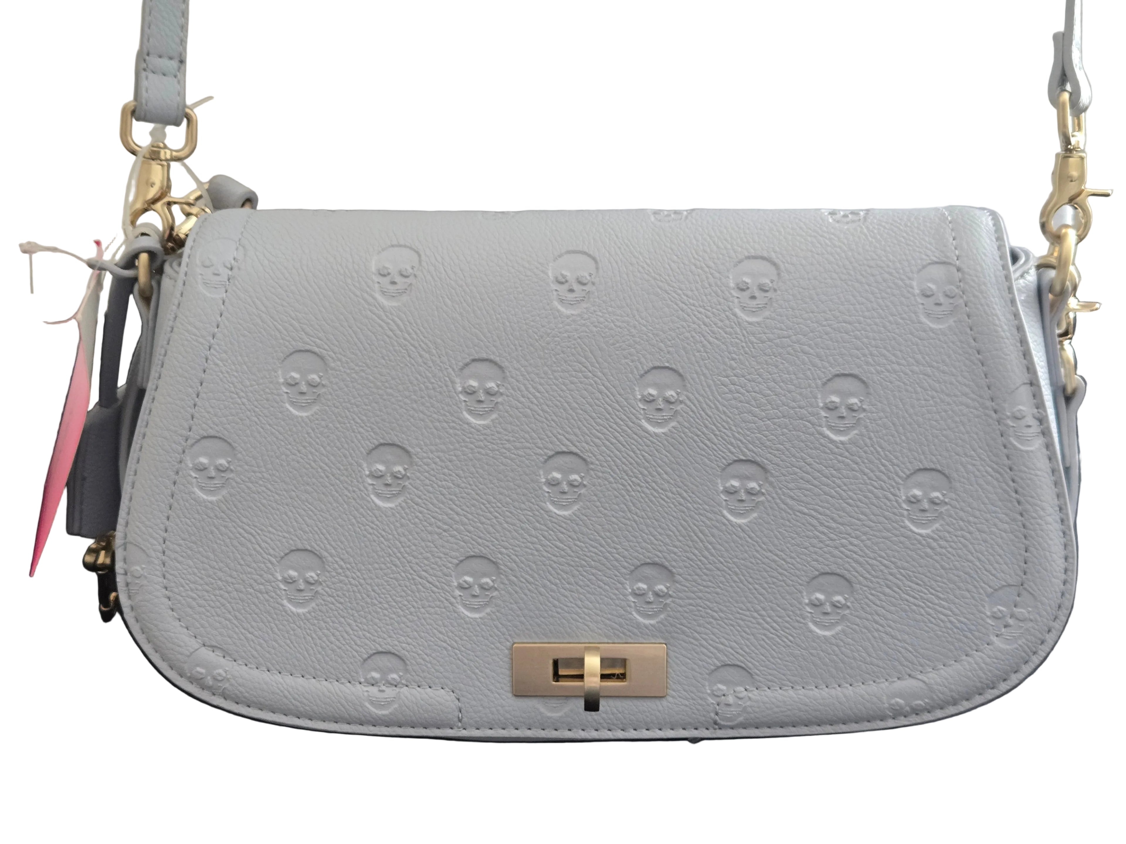NWT Betsey Johnson Skull‑Embossed Cream Satchel