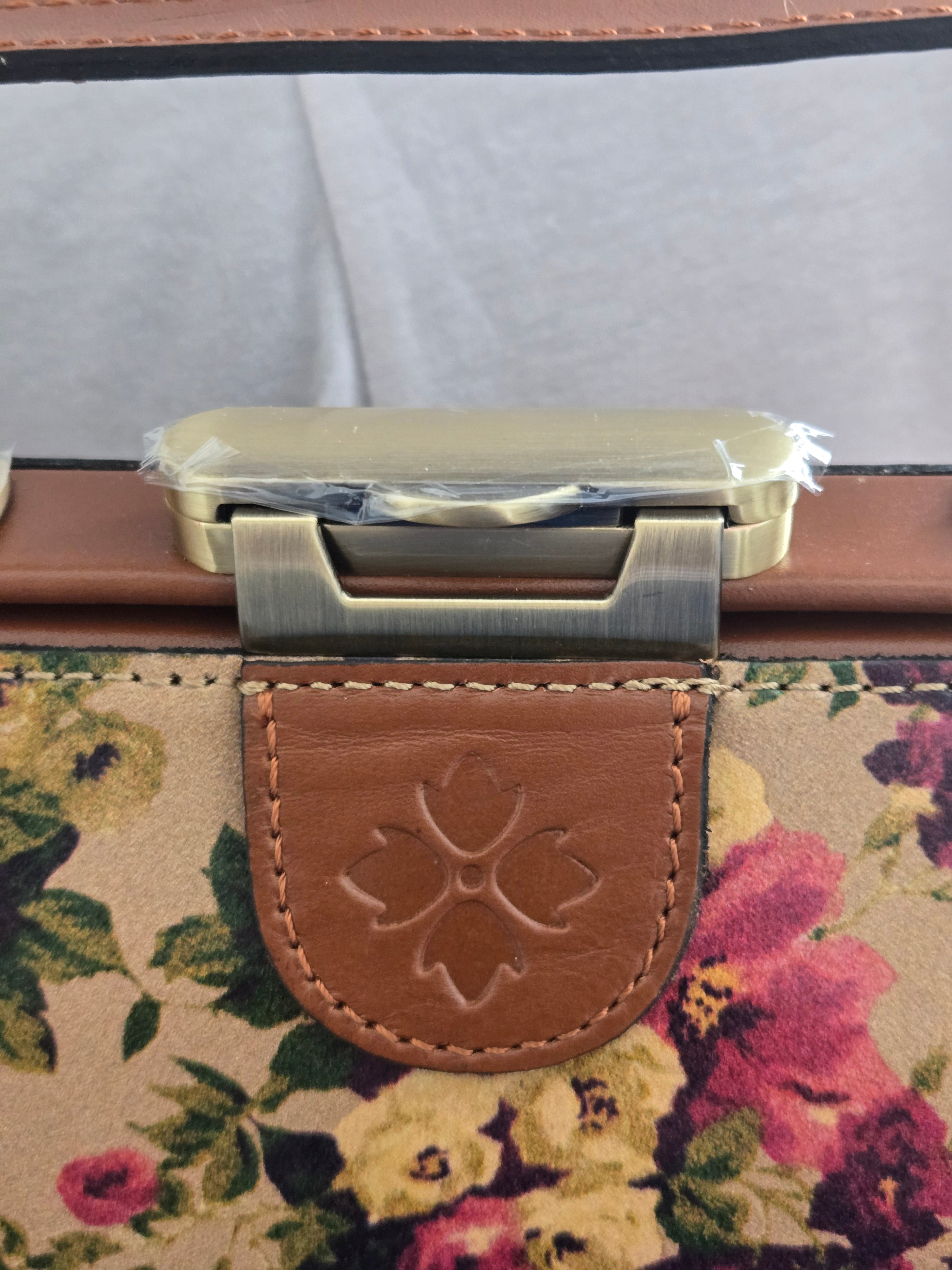 Patricia Nash Floral Frame‑Top Leather Satchel – NWT with Dust Bag