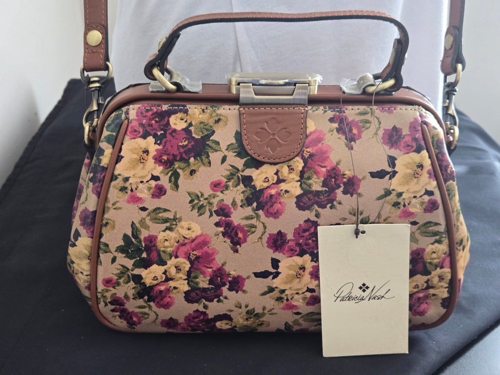 Patricia Nash Floral Frame‑Top Leather Satchel – NWT with Dust Bag