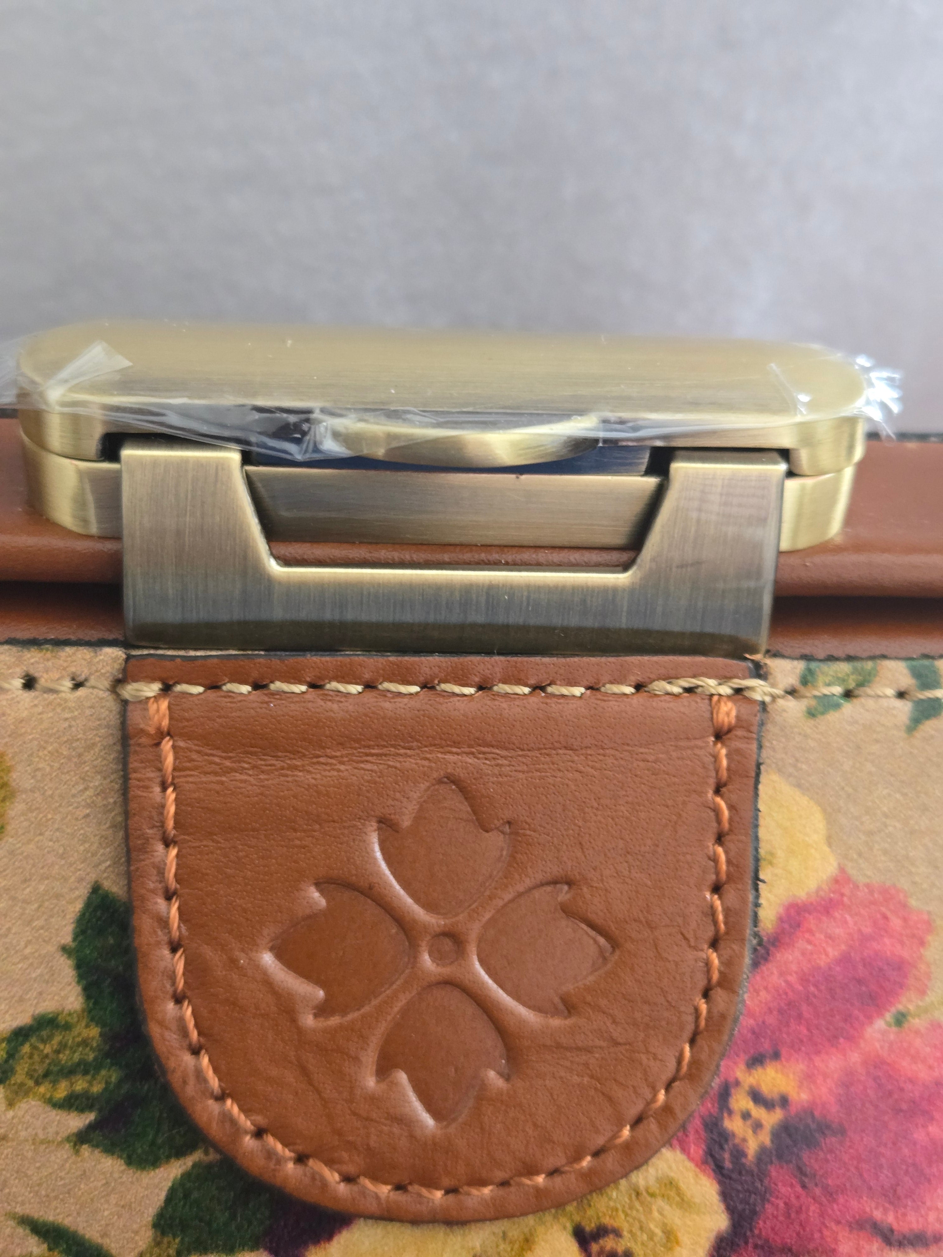 Patricia Nash Floral Frame‑Top Leather Satchel – NWT with Dust Bag