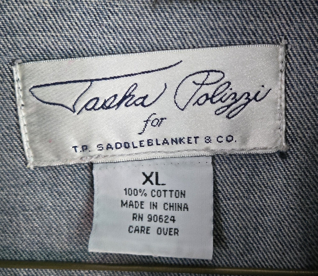 T.P. Saddle Blanket & Co. Denim Tapestry Faux Fur Jacket – Size XL