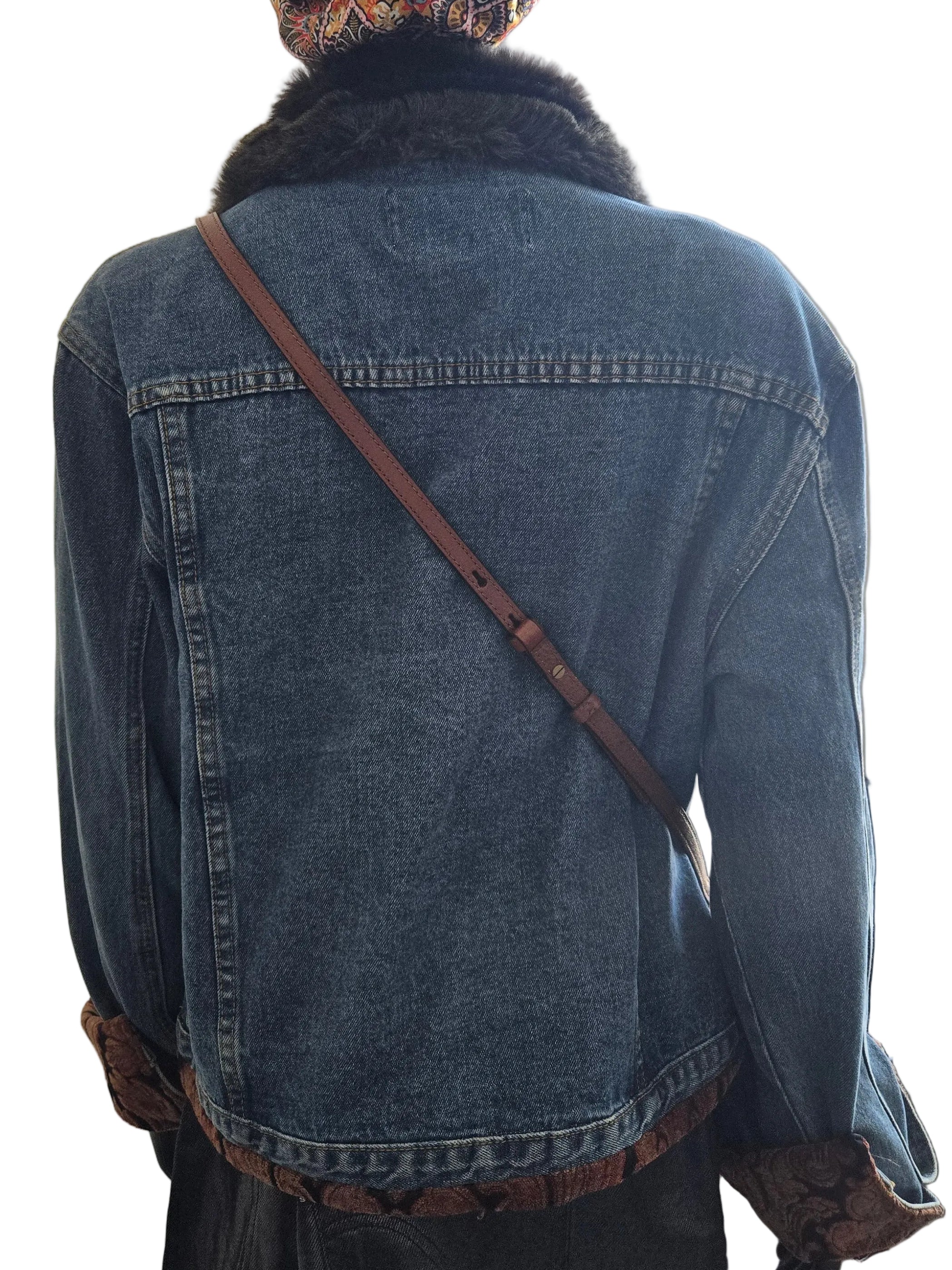 •	T.P. Saddle Blanket & Co. Denim Tapestry Faux Fur Jacket – Size XL