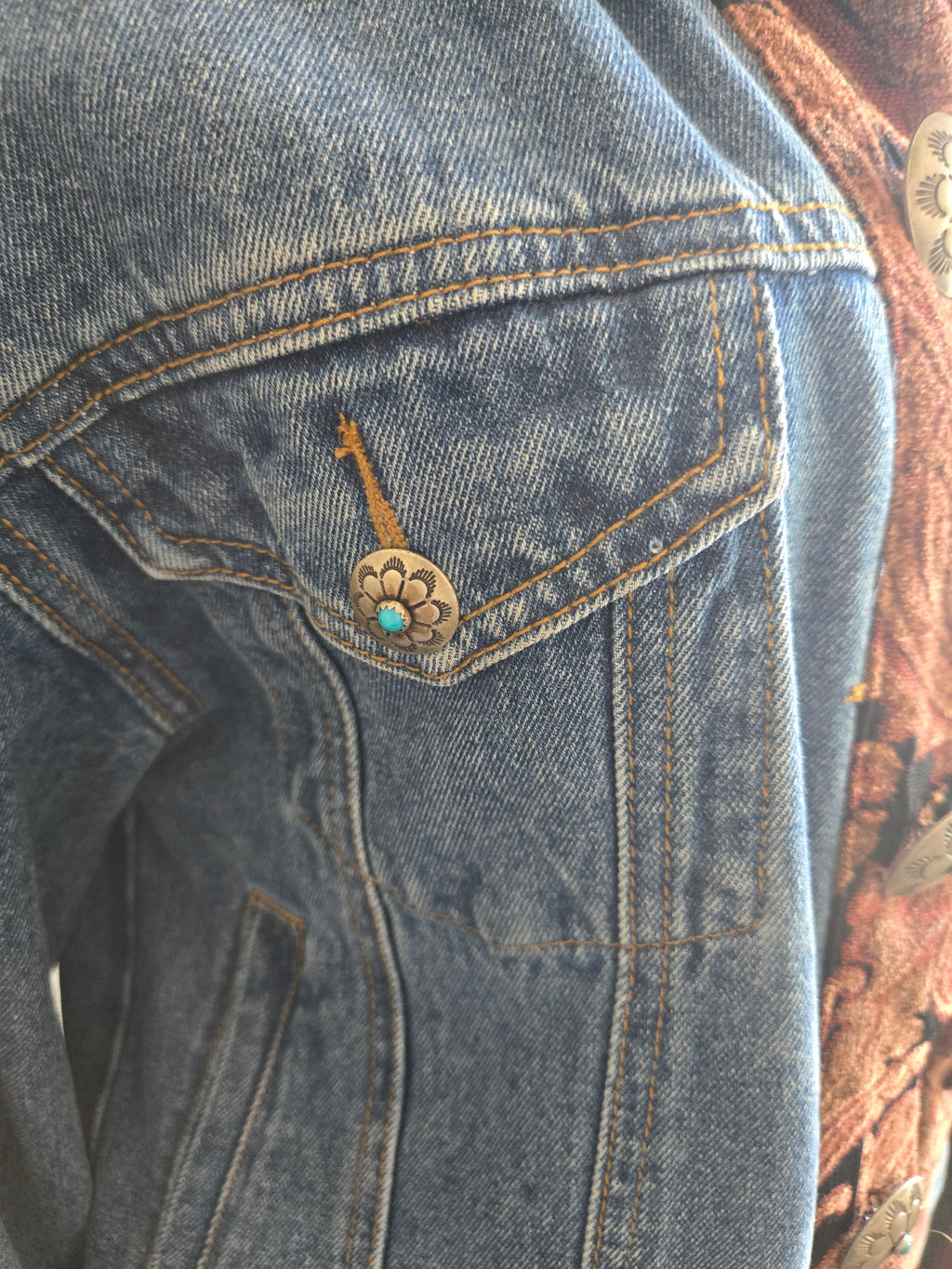 T.P. Saddle Blanket & Co. Denim Tapestry Faux Fur Jacket – Size XL