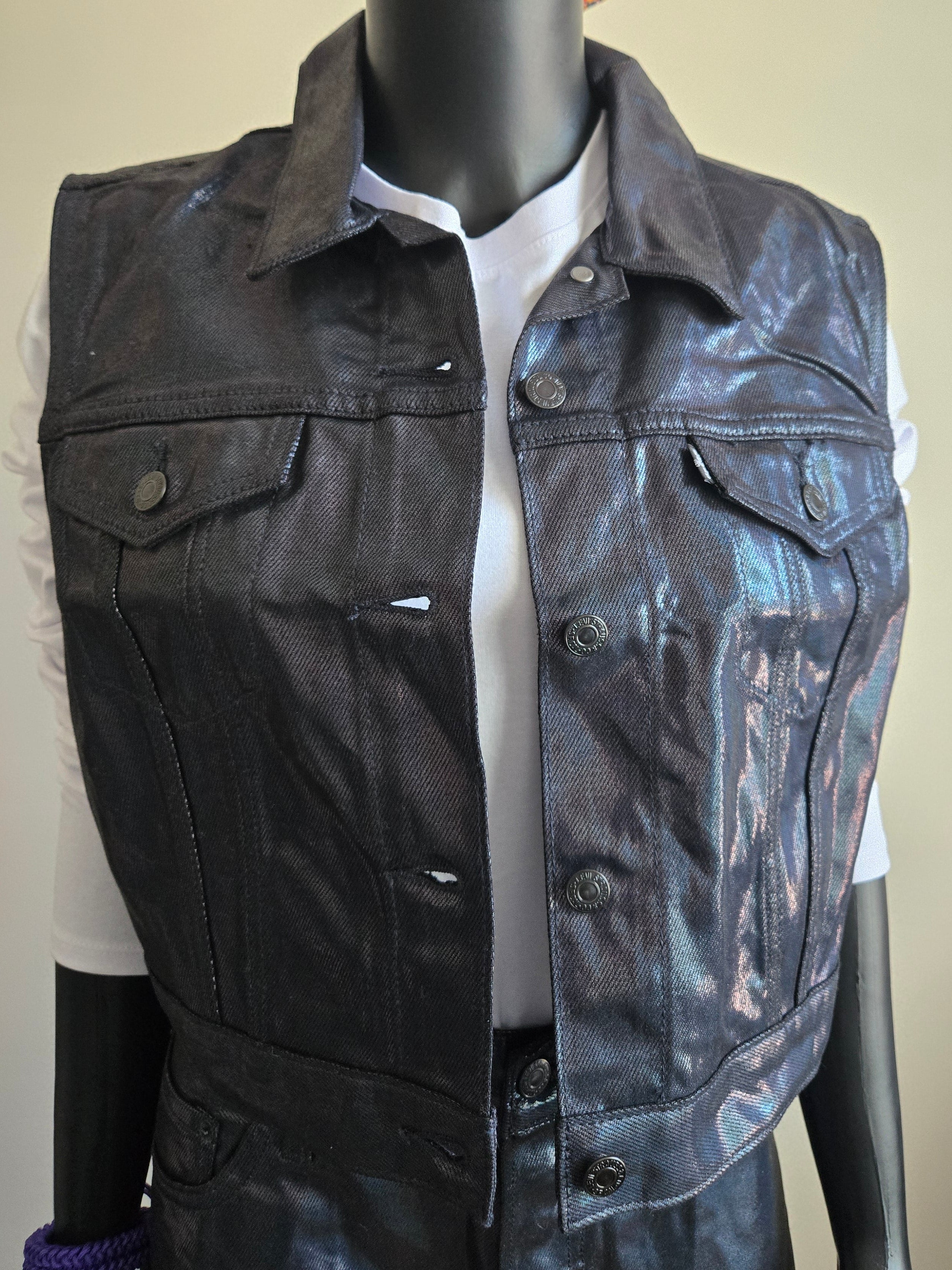 Levi’s Metallic Denim Two Piece Set (Vest XL + Skirt 33)
