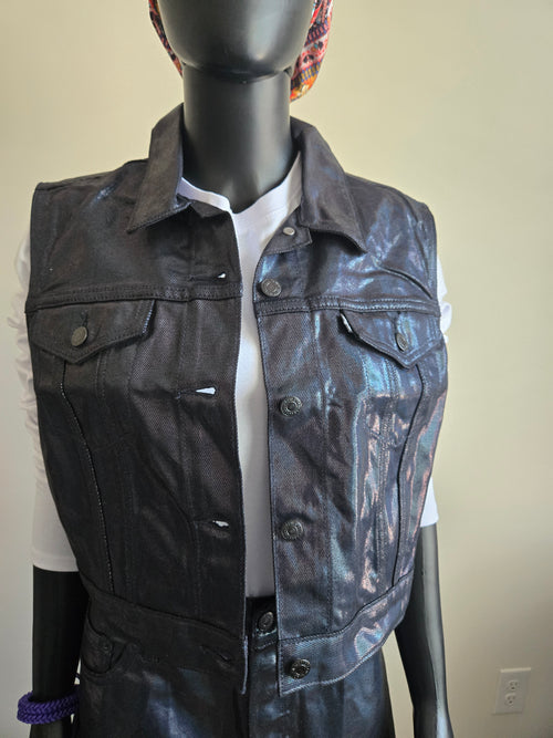 Levi’s Metallic Denim Two Piece Set (Vest XL + Skirt 33)