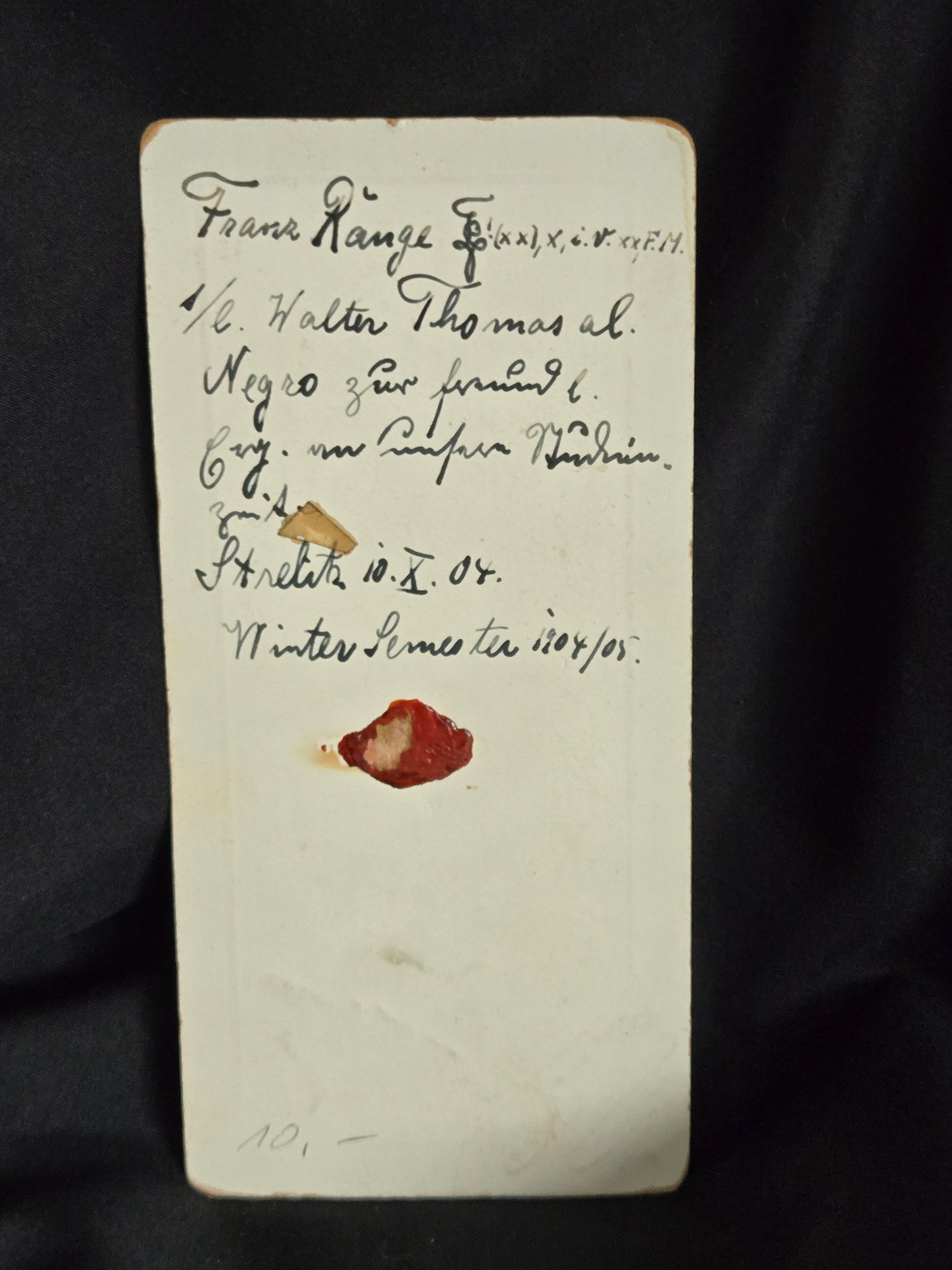 1904 Austrian Corps Portrait with Wax Seal — Academic Nobility Archive Piece