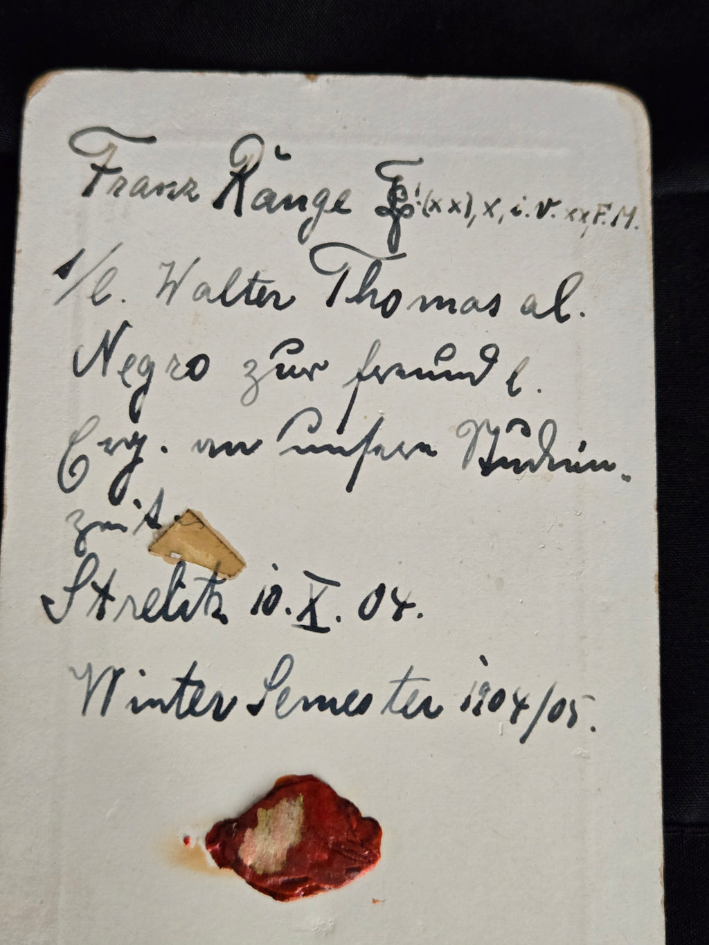 1904 Austrian Corps Portrait with Wax Seal — Academic Nobility Archive Piece