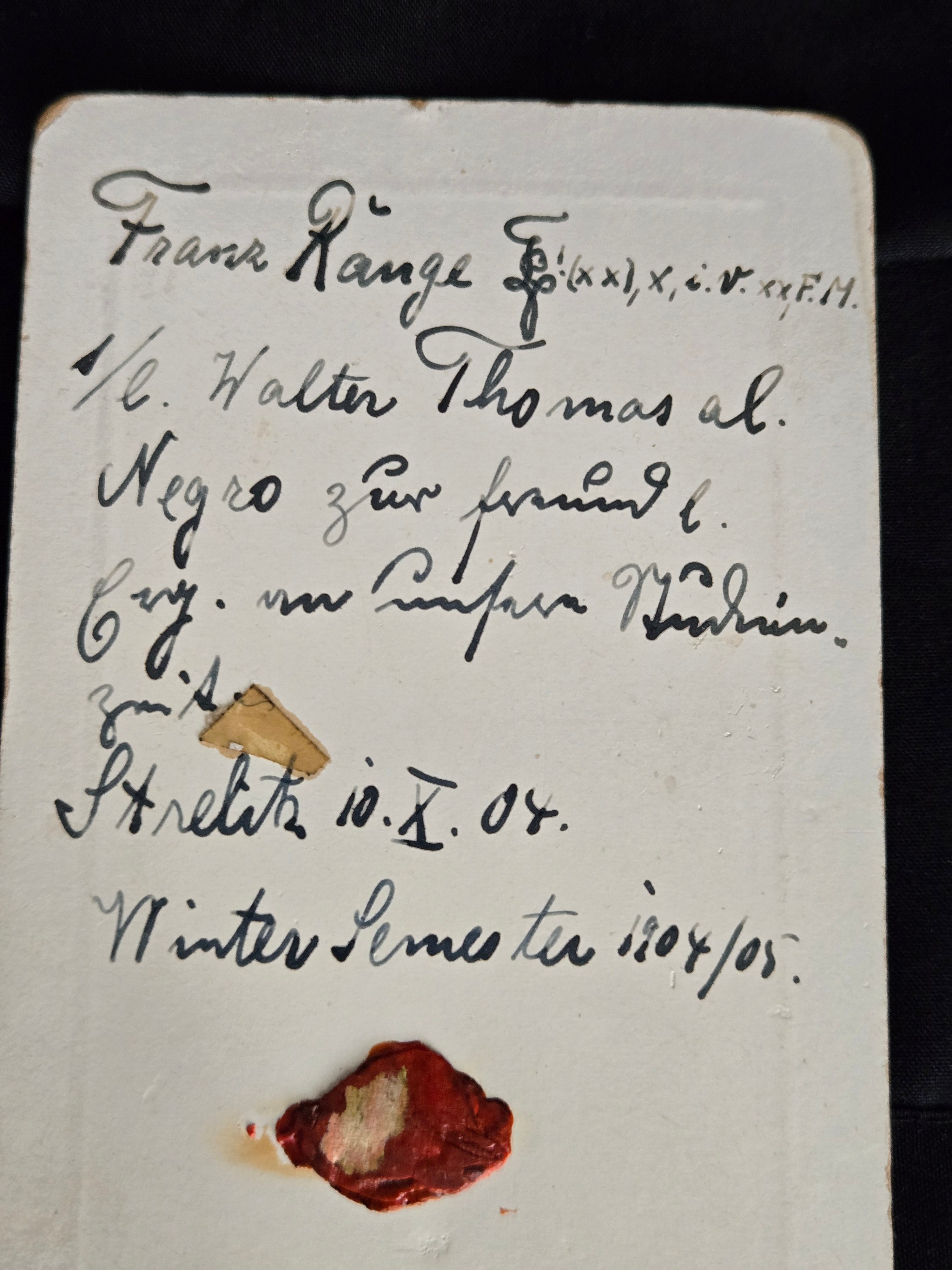 1904 Austrian Corps Portrait with Wax Seal — Academic Nobility Archive Piece